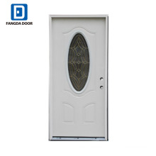 polyurethane foam injected decorative inswing steel door with glass insert